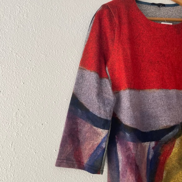 NWT Lily London Vibrant Abstract Watercolor Knit Sweater Tunic style Size S - Picture 3 of 10